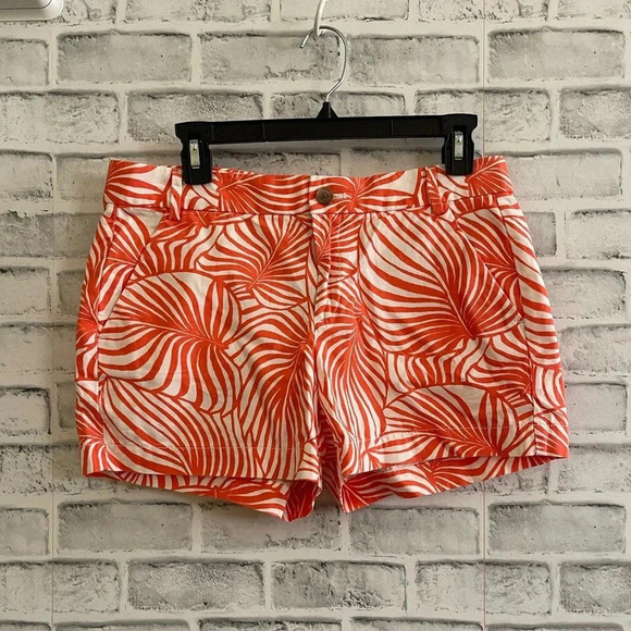 Women’s Gap coral monstera leaf print khaki sunkissed shorts size 4 - Picture 1 of 6